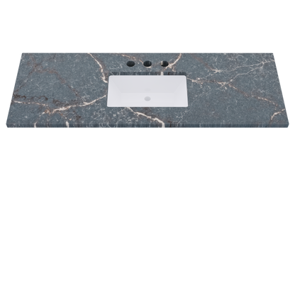61" Vanderloc Silestone® Quartz Bathroom Vanity Top | Single Rectangle Sink | Centered in Parisien Bleu