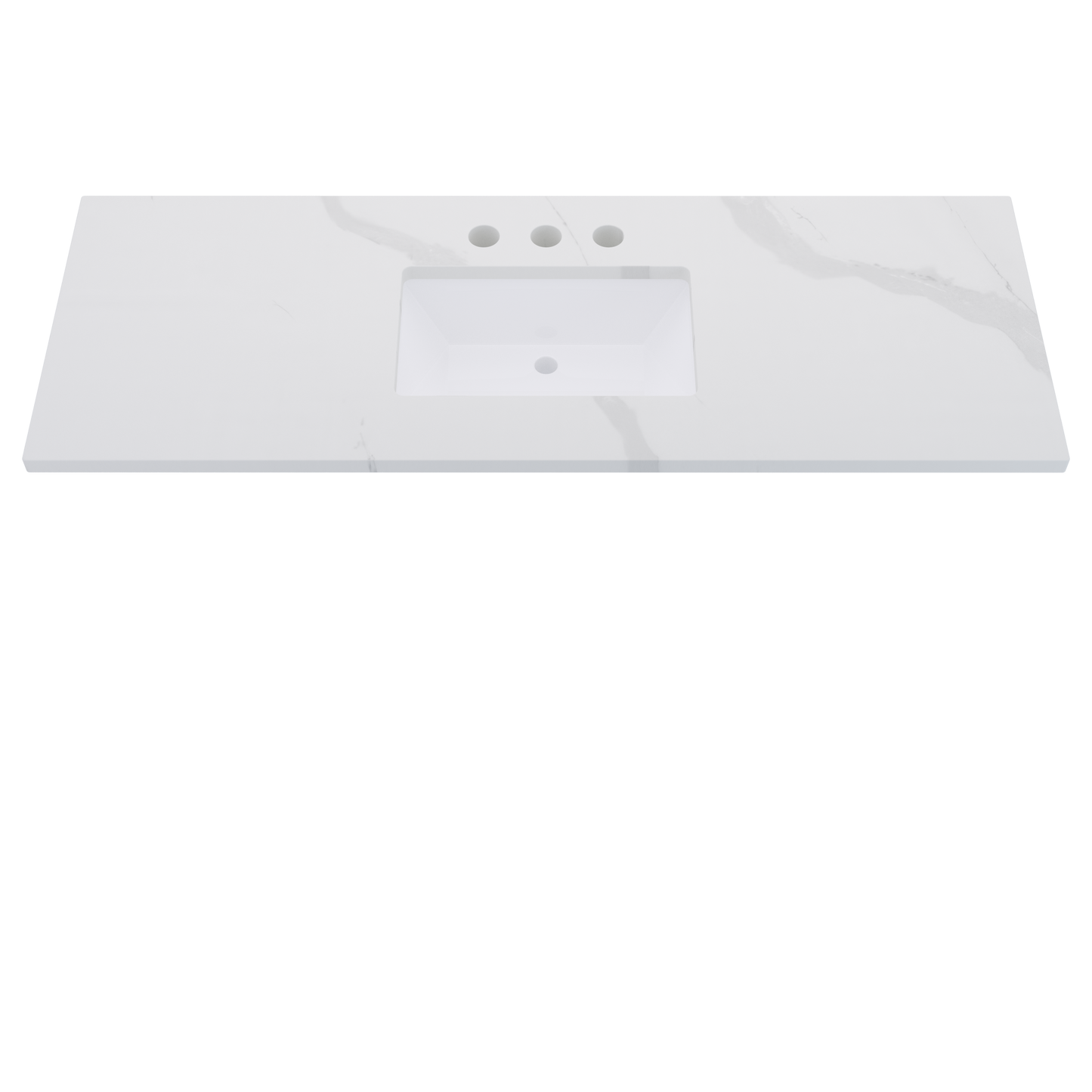 61" Vanderloc Silestone® Quartz Bathroom Vanity Top | Single Rectangle Sink | Centered in Classic Calacatta