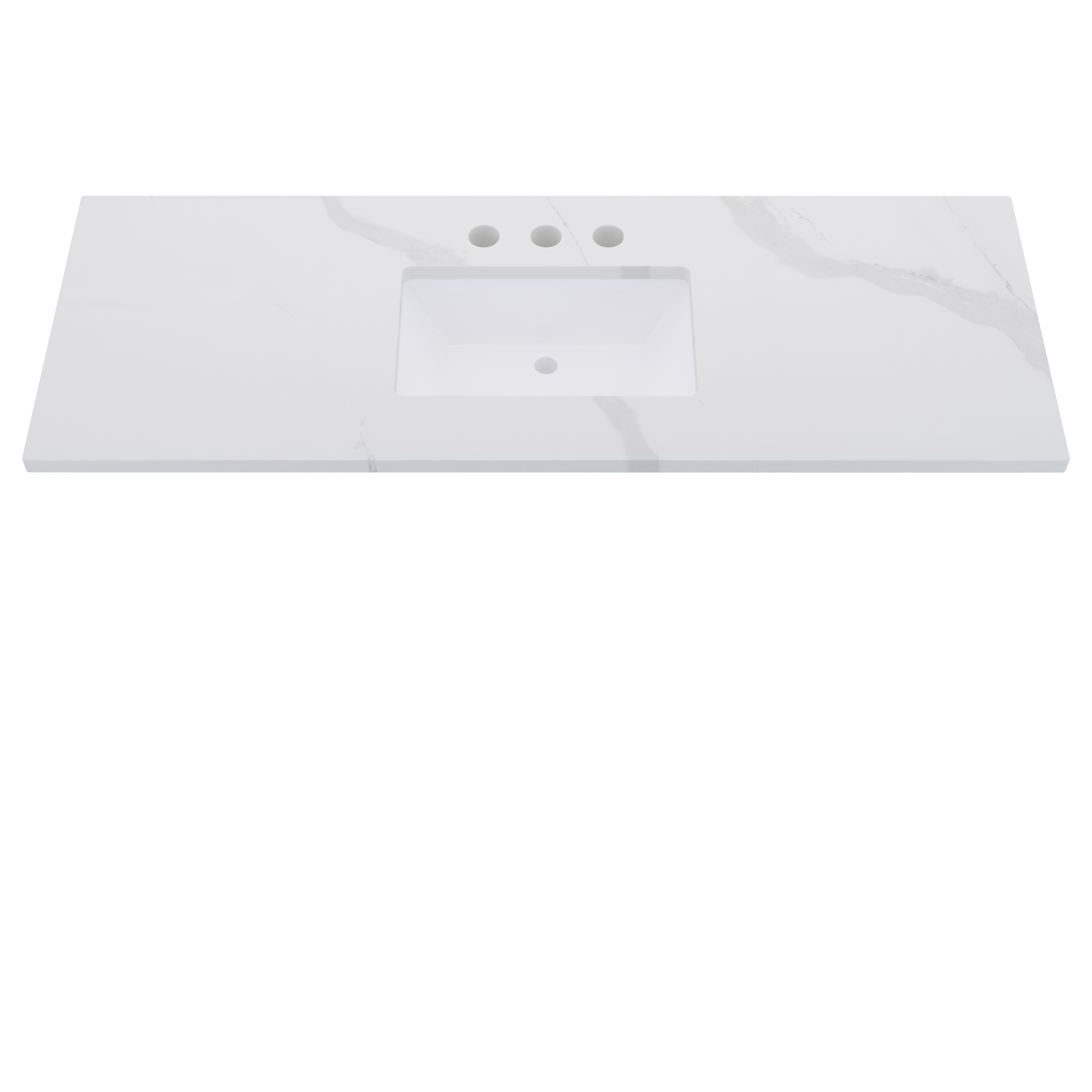 61" Vanderloc Silestone® Quartz Bathroom Vanity Top | Single Rectangle Sink | Centered in Classic Calacatta