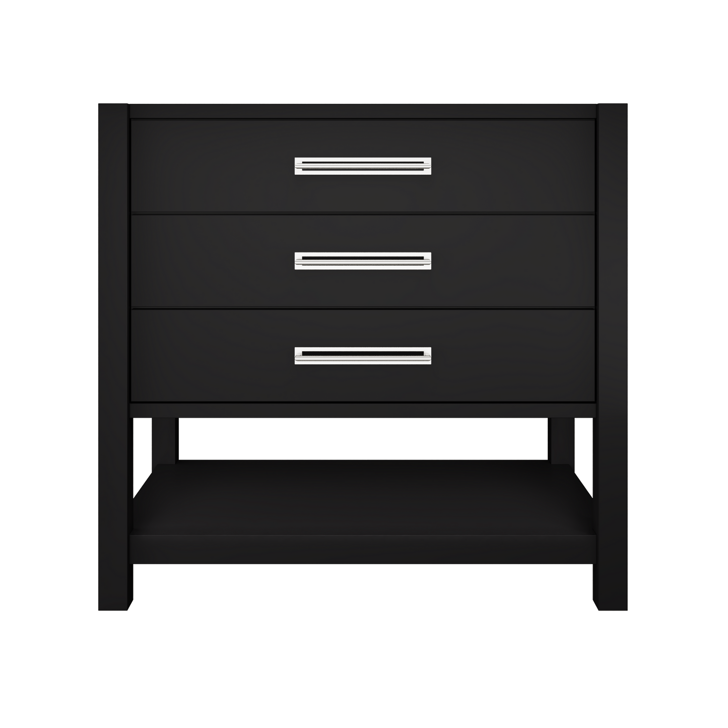 Kiawah 3-Drawer Single Bath Vanity 36in Noir Polished Chrome