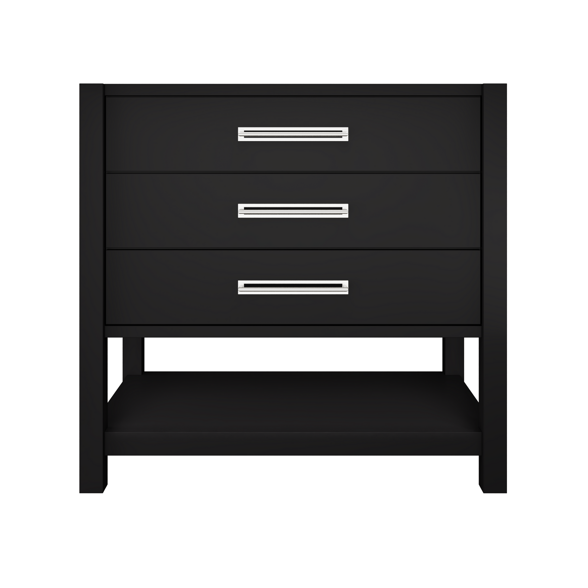 Kiawah 3-Drawer Single Bath Vanity 36in Noir Polished Chrome