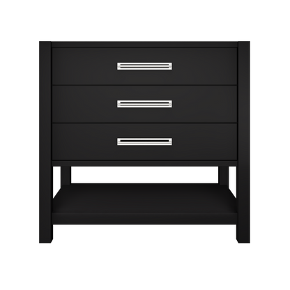 Kiawah 3-Drawer Single Bath Vanity 36in Noir Polished Chrome