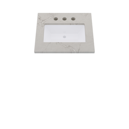 25" Vanderloc Silestone® Quartz Bathroom Vanity Top | Single Rectangle Sink | Centered in Victorian Silver