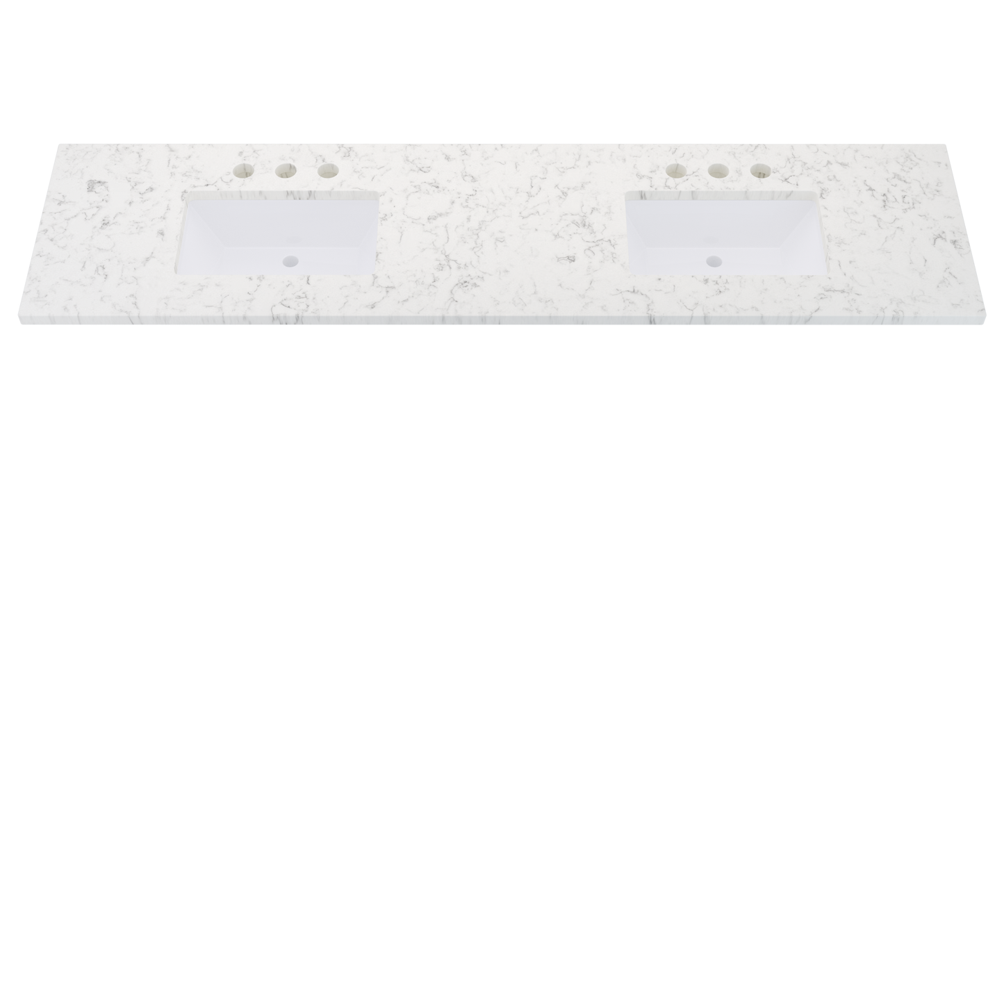 85" Vanderloc Silestone® Quartz Bathroom Vanity Top | Double Rectangle Sink | Centered in Lyra