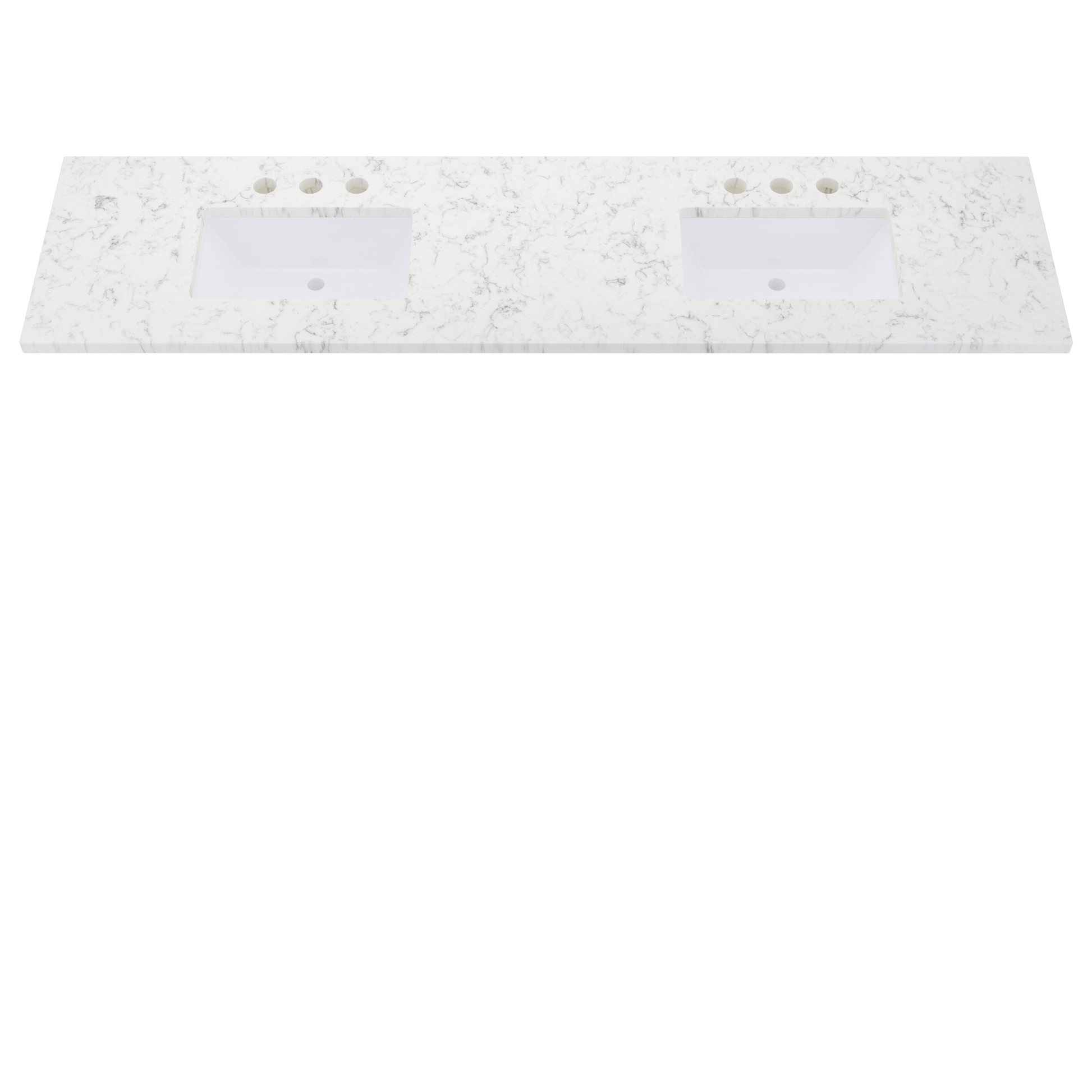 85" Vanderloc Silestone® Quartz Bathroom Vanity Top | Double Rectangle Sink | Centered in Lyra