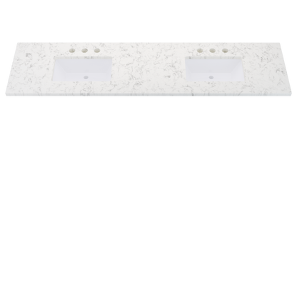 85" Vanderloc Silestone® Quartz Bathroom Vanity Top | Double Rectangle Sink | Centered in Lyra