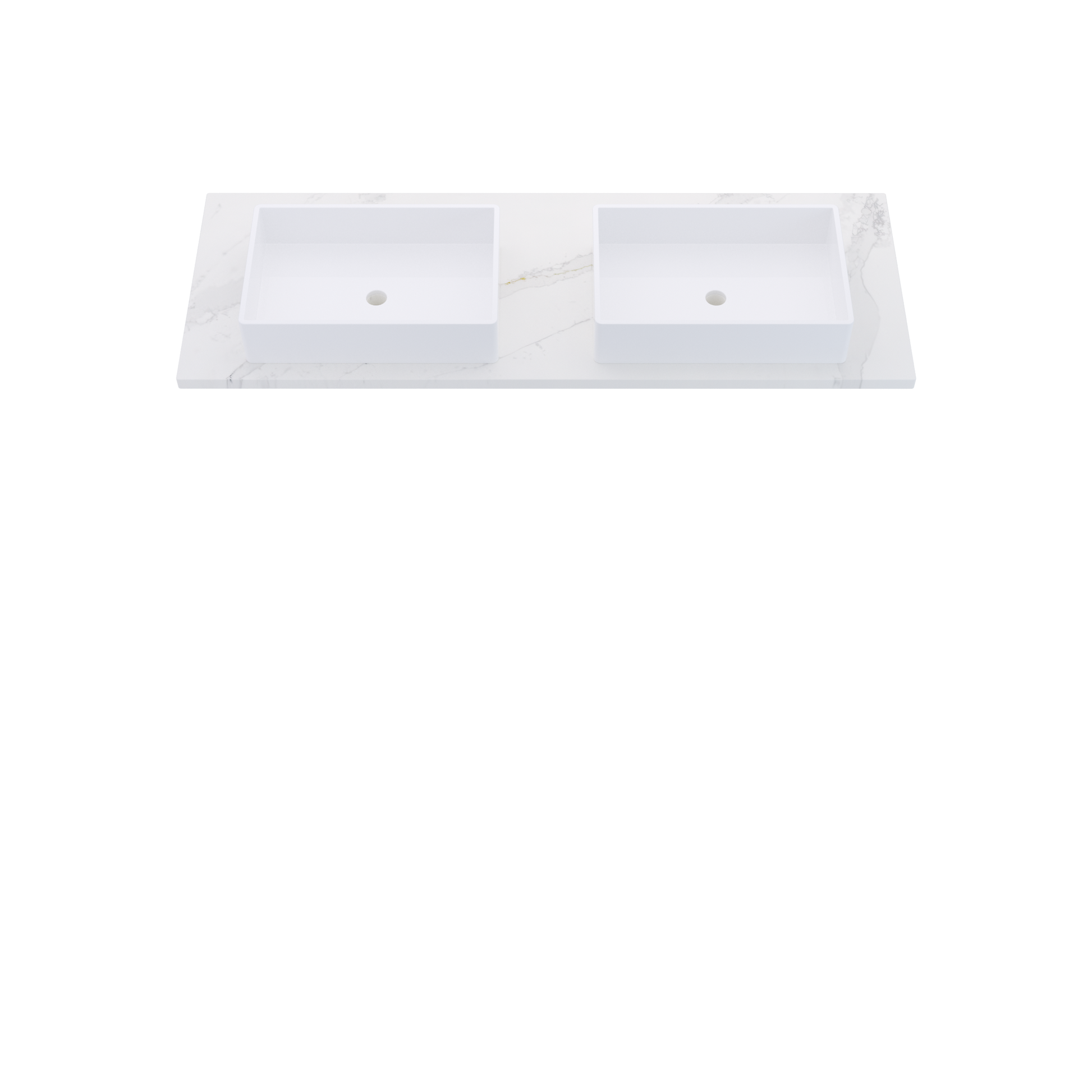 61" Vanderloc Silestone® Quartz Bathroom Vanity Top | Double Vigo Sink | Centered in Et Calacatta Gold