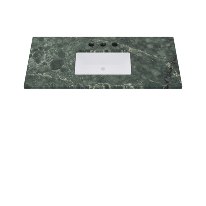 49" Vanderloc Silestone® Quartz Bathroom Vanity Top | Single Rectangle Sink | Centered in Jardin Emerald