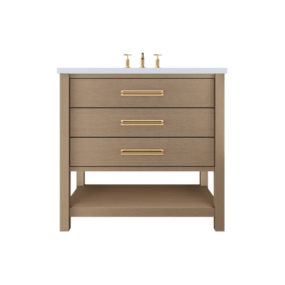Vanderloc Kiawah Three-Drawer Single Sink 30" - Smoked Modern