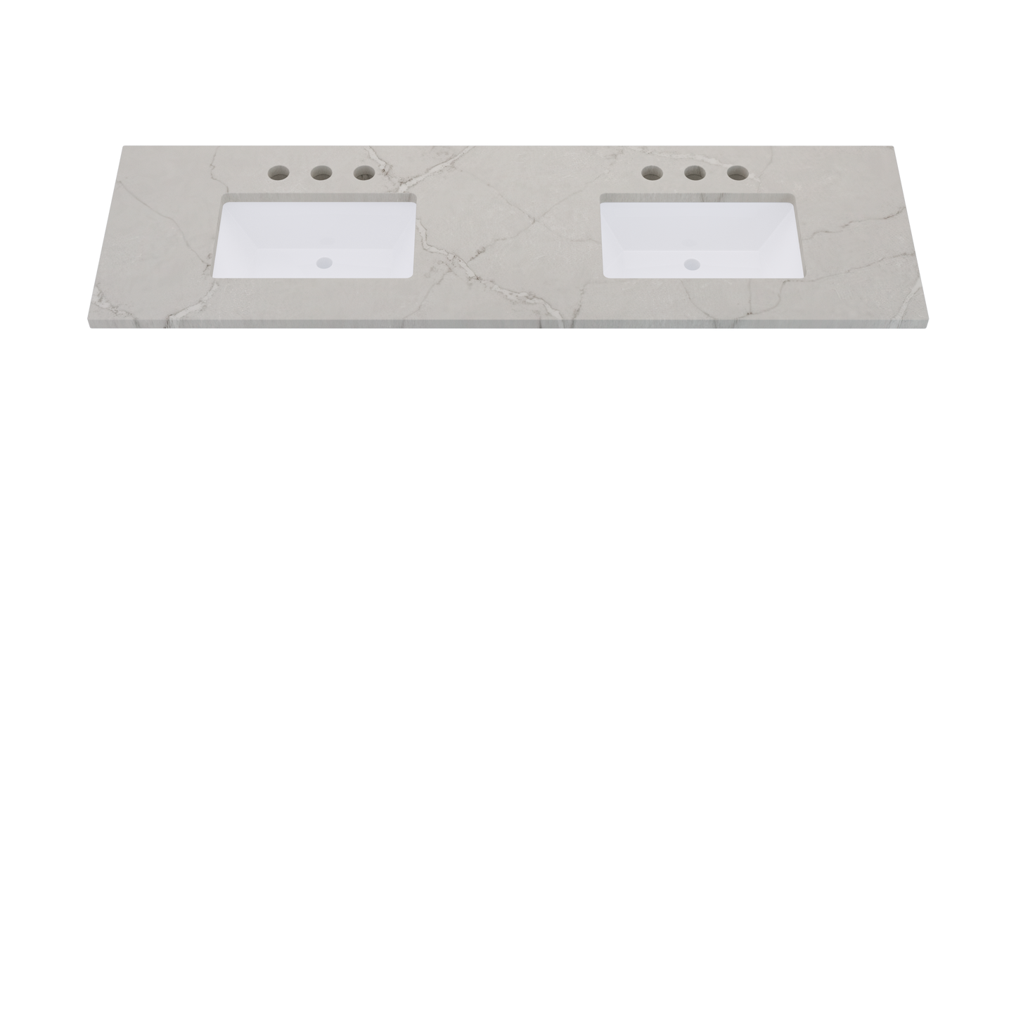 73" Vanderloc Silestone® Quartz Bathroom Vanity Top | Double Rectangle Sink | Centered in Victorian Silver