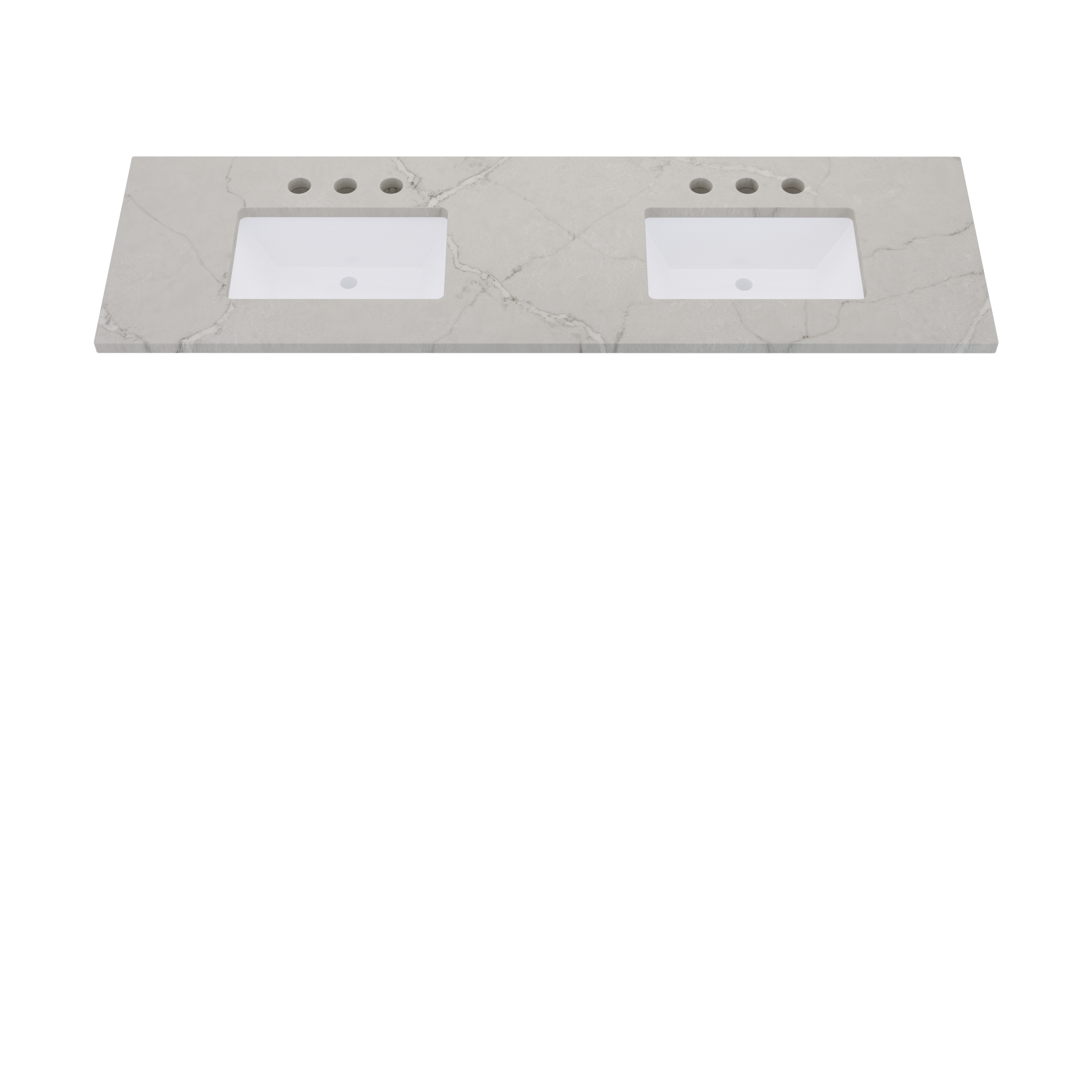 73" Vanderloc Silestone® Quartz Bathroom Vanity Top | Double Rectangle Sink | Centered in Victorian Silver