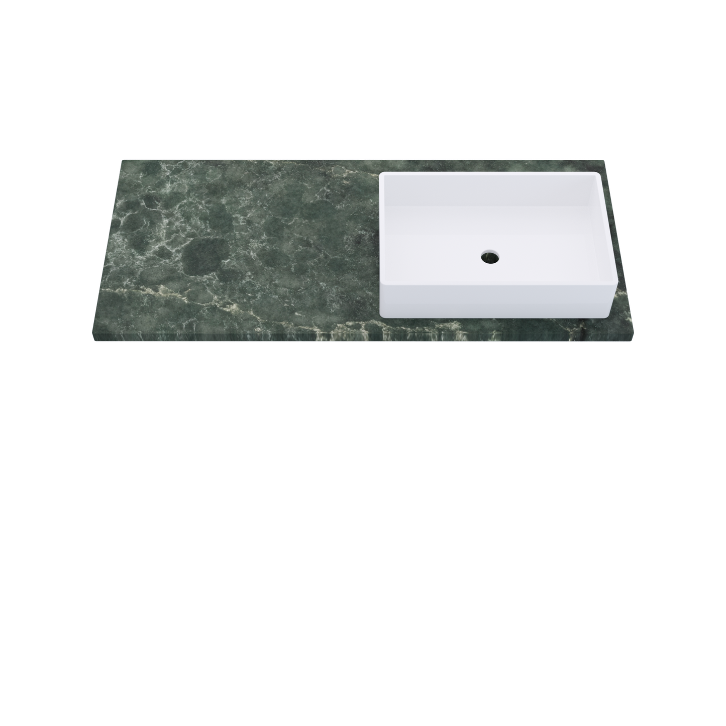 49" Vanderloc Silestone® Quartz Bathroom Vanity Top | Single Vigo Sink | Offset in Jardin Emerald