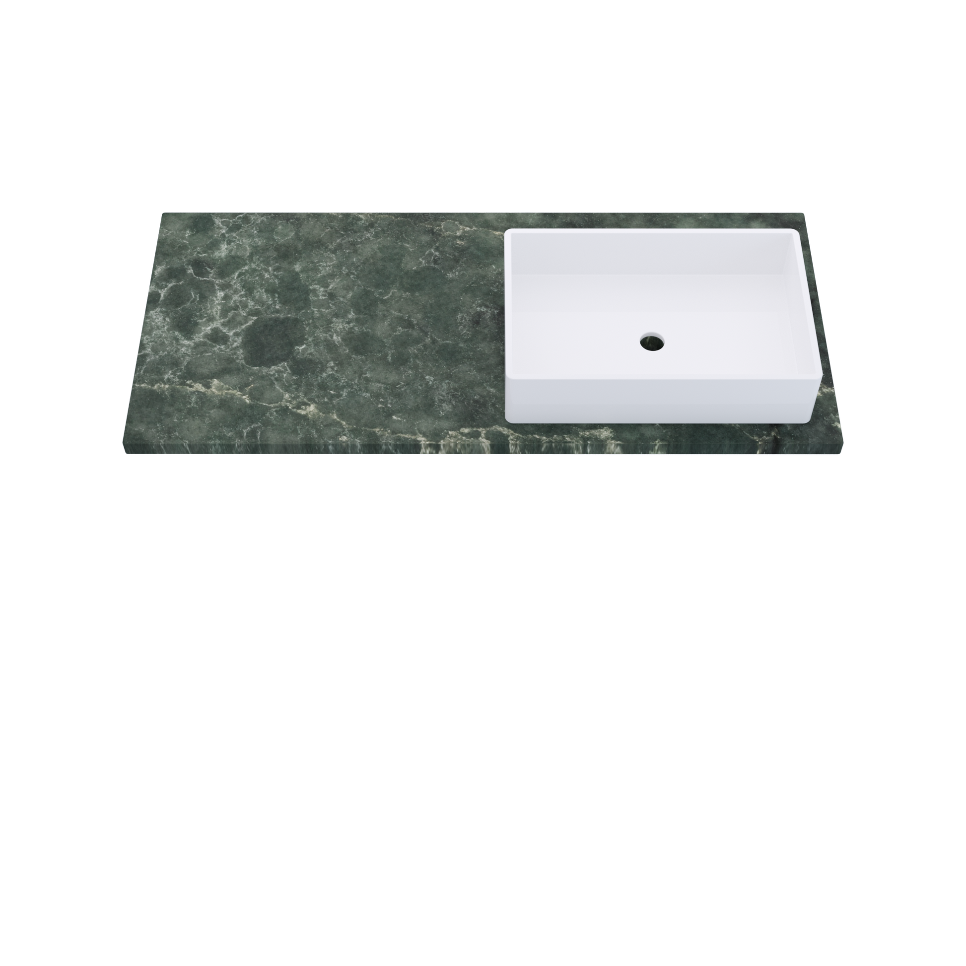 49" Vanderloc Silestone® Quartz Bathroom Vanity Top | Single Vigo Sink | Offset in Jardin Emerald