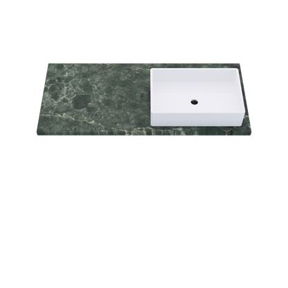 49" Vanderloc Silestone® Quartz Bathroom Vanity Top | Single Vigo Sink | Offset in Jardin Emerald
