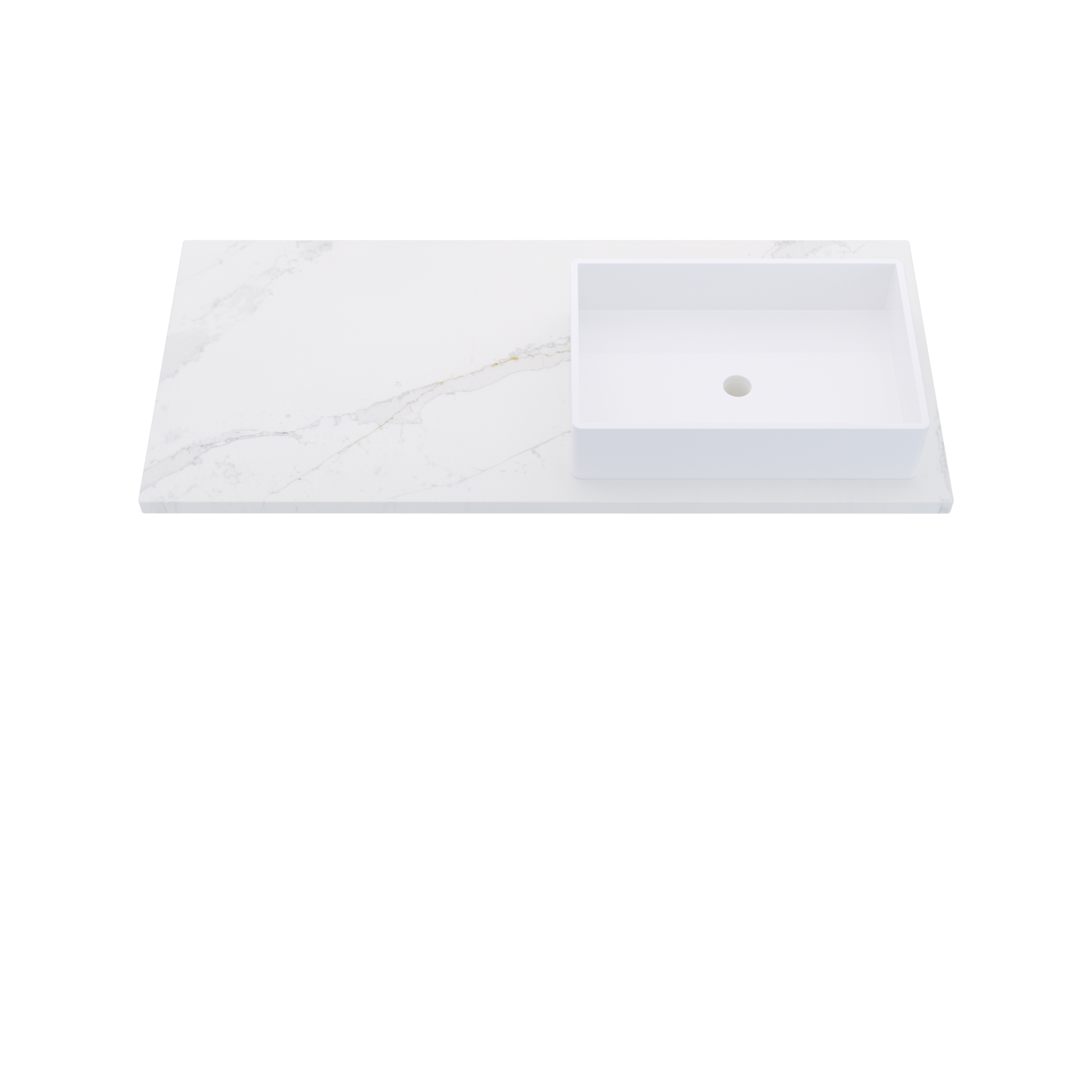 49" Vanderloc Silestone® Quartz Bathroom Vanity Top | Single Vigo Sink | Offset in Et Calacatta Gold
