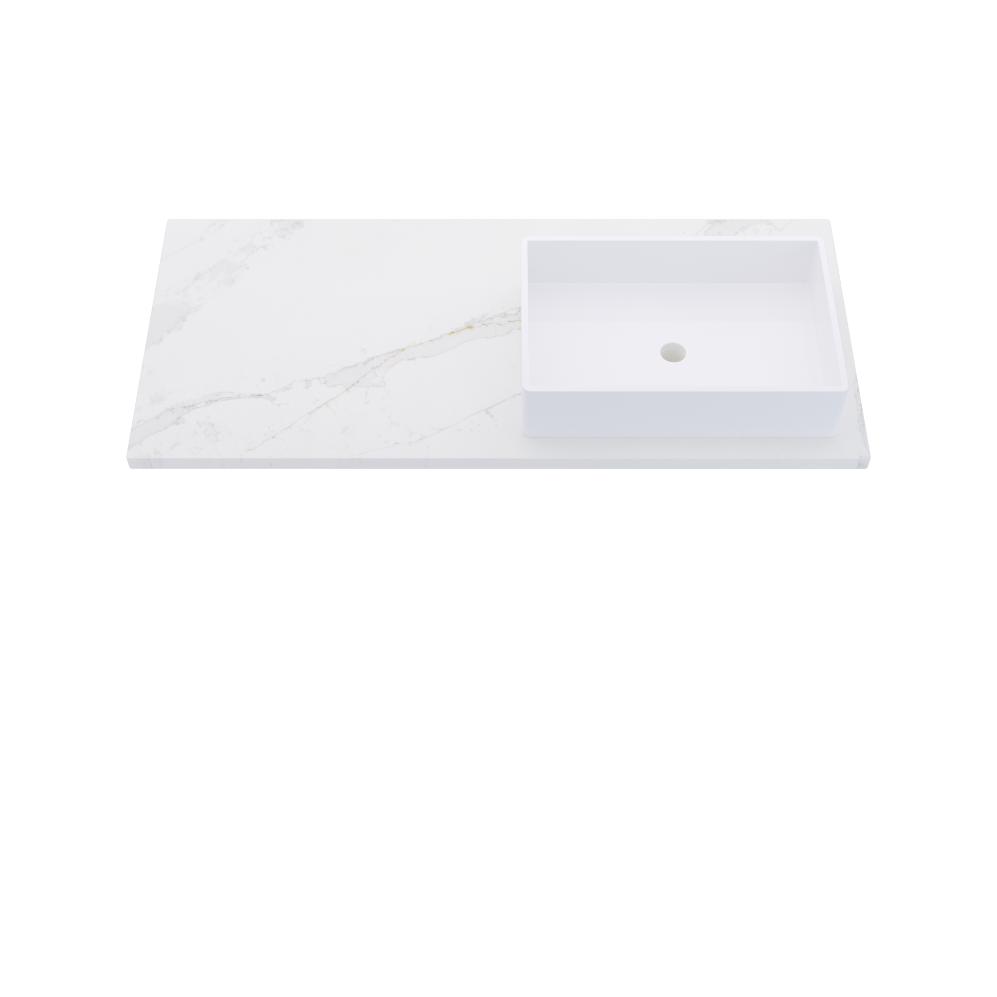49" Vanderloc Silestone® Quartz Bathroom Vanity Top | Single Vigo Sink | Offset in Et Calacatta Gold