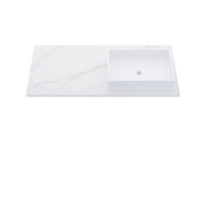 49" Vanderloc Silestone® Quartz Bathroom Vanity Top | Single Vigo Sink | Offset in Et Calacatta Gold