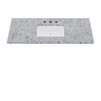 55" Vanderloc Silestone® Quartz Bathroom Vanity Top | Single Rectangle Sink | Centered in Pietra