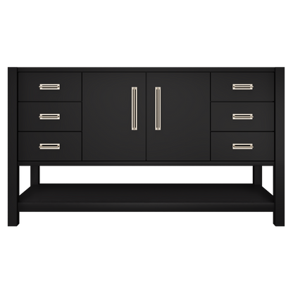 Kiawah Single Extra-Wide Bath Vanity 60in Noir Satin Nickel