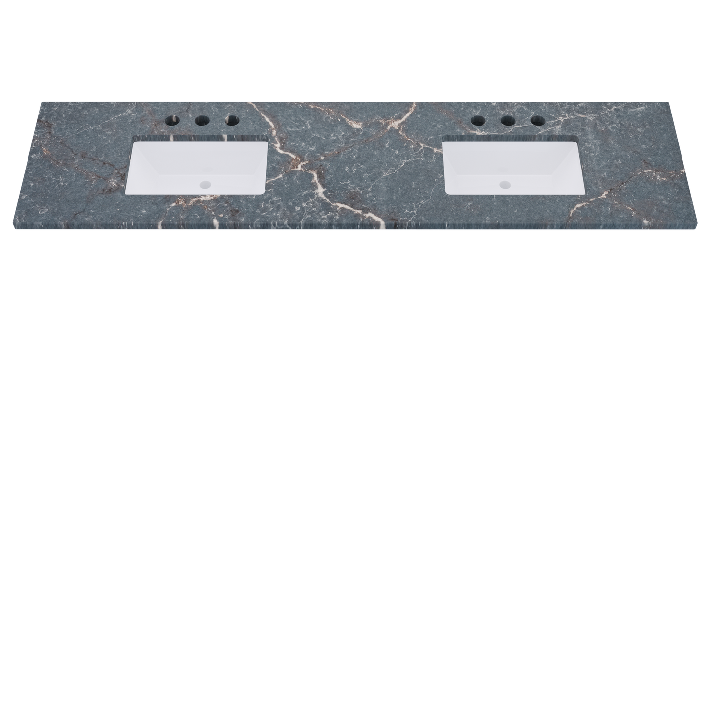 85" Vanderloc Silestone® Quartz Bathroom Vanity Top | Double Rectangle Sink | Centered in Parisien Bleu