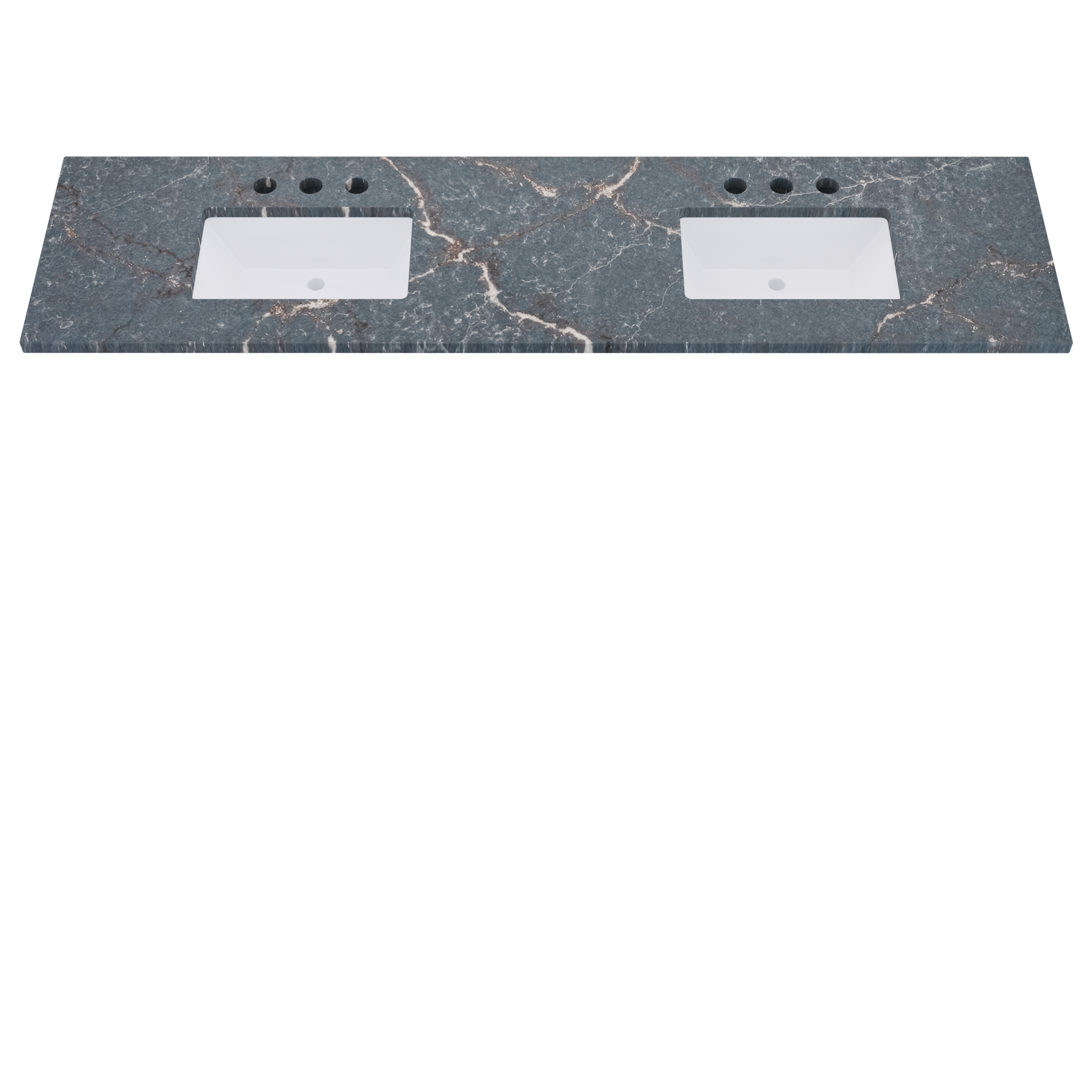 85" Vanderloc Silestone® Quartz Bathroom Vanity Top | Double Rectangle Sink | Centered in Parisien Bleu