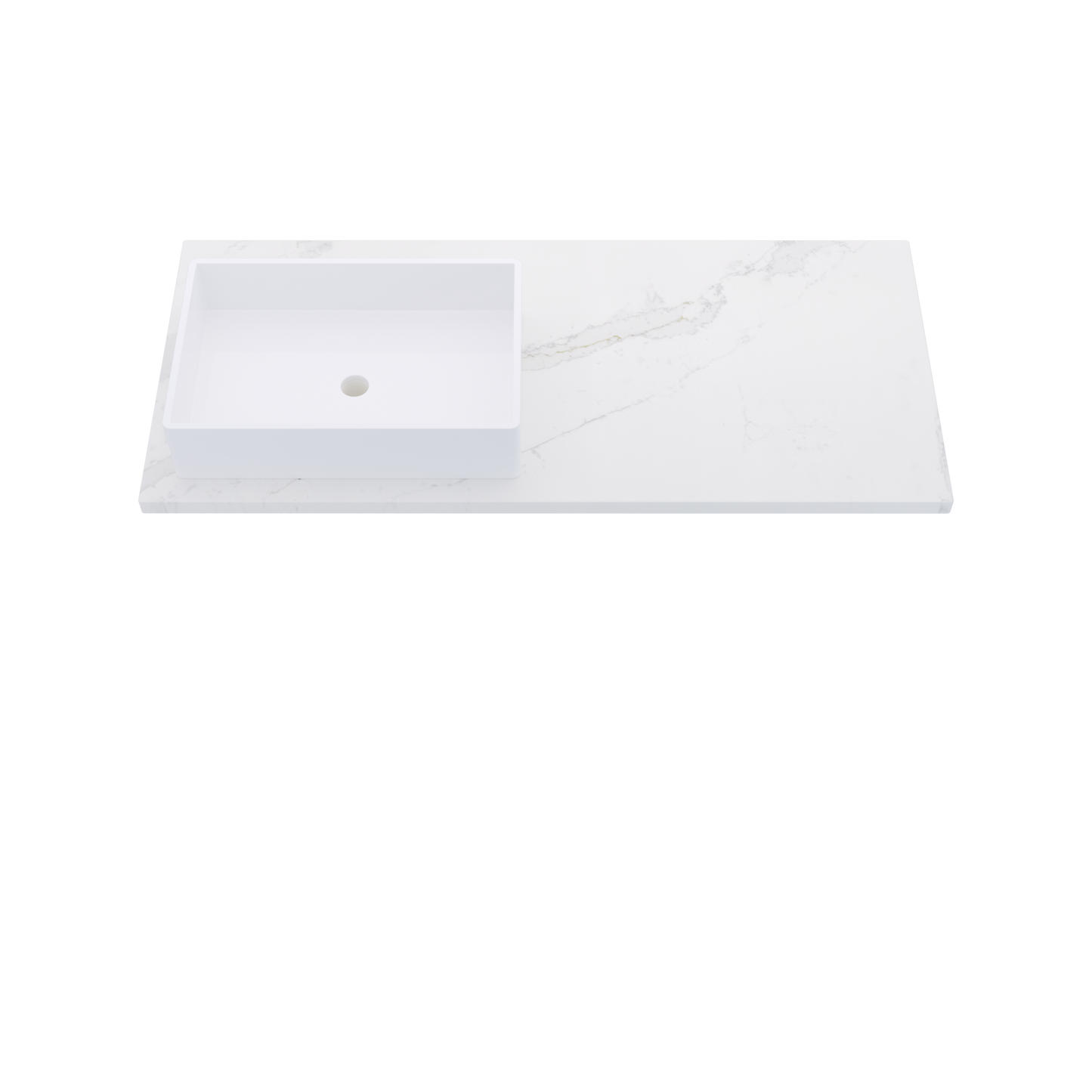 49" Vanderloc Silestone® Quartz Bathroom Vanity Top | Single Rectangle Sink | Offset in Et Calacatta Gold