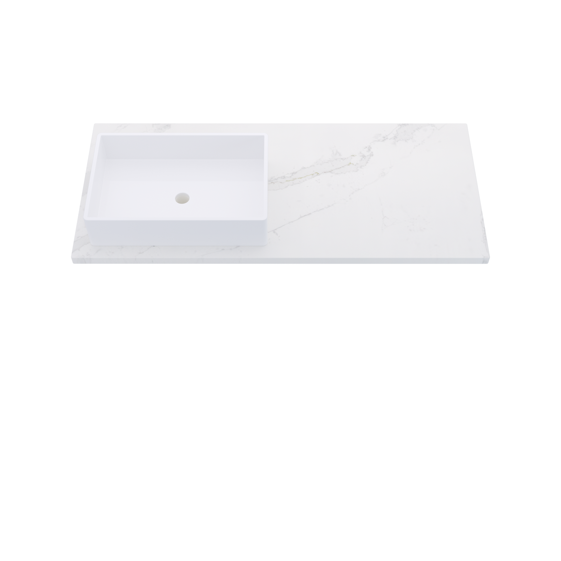 49" Vanderloc Silestone® Quartz Bathroom Vanity Top | Single Rectangle Sink | Offset in Et Calacatta Gold