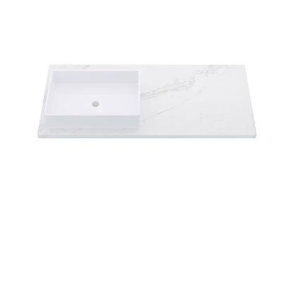 49" Vanderloc Silestone® Quartz Bathroom Vanity Top | Single Rectangle Sink | Offset in Et Calacatta Gold