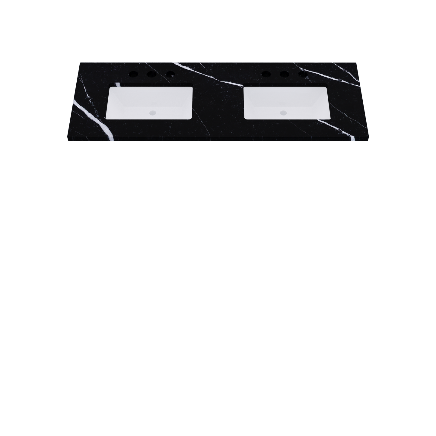 61" Vanderloc Silestone® Quartz Bathroom Vanity Top | Double Rectangle Sink | Centered in Eternal Marquina
