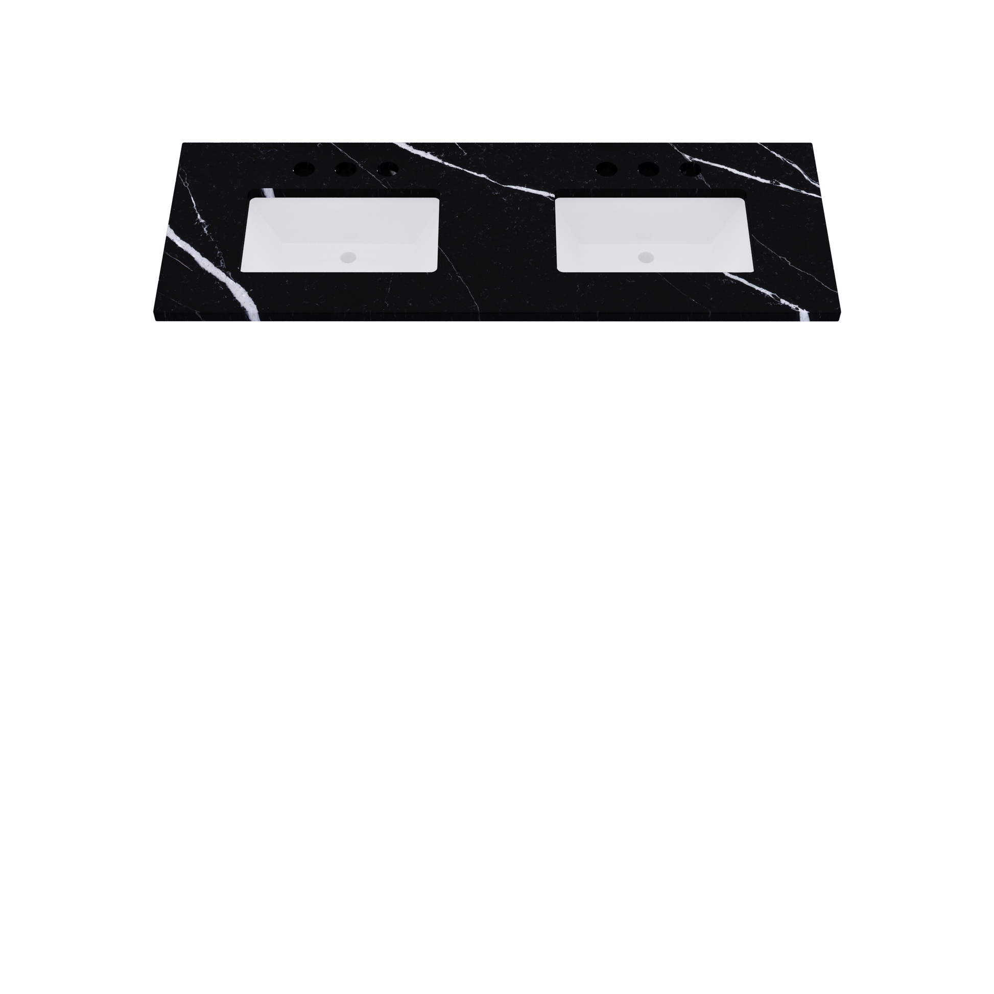 61" Vanderloc Silestone® Quartz Bathroom Vanity Top | Double Rectangle Sink | Centered in Eternal Marquina