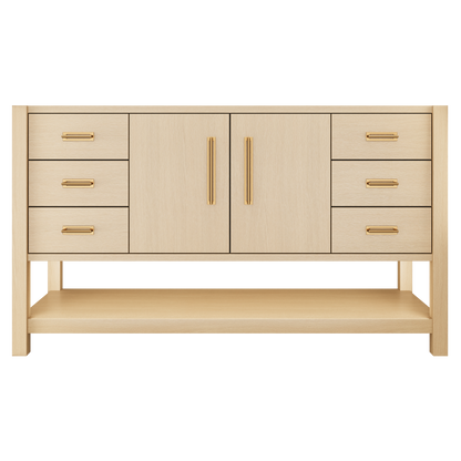 Kiawah Single Extra-Wide Bath Vanity 60in Natural Weathered Satin Gold