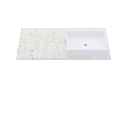49" Vanderloc Silestone® Quartz Bathroom Vanity Top | Single Vigo Sink | Offset in Lusso