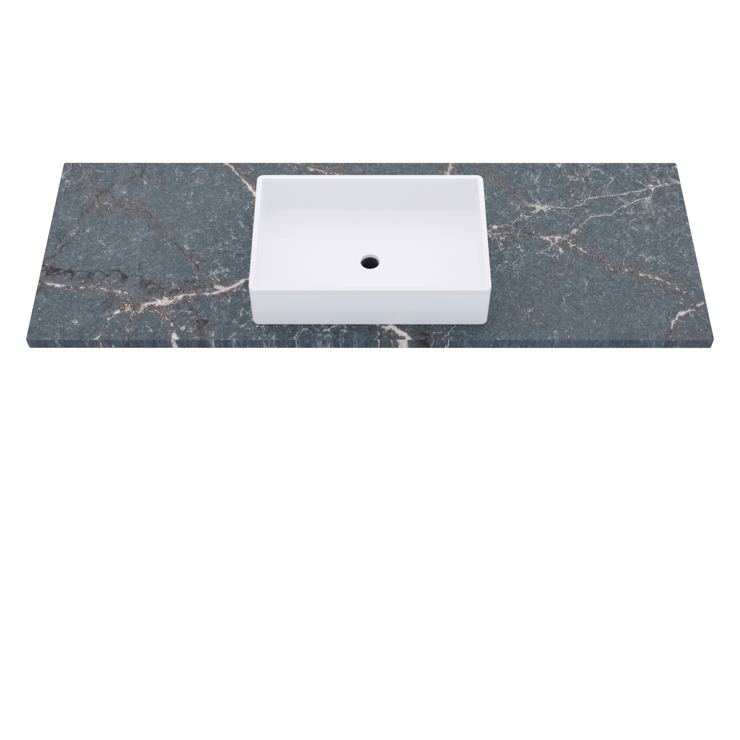 61" Vanderloc Silestone® Quartz Bathroom Vanity Top | Single Vigo Sink | Centered in Parisien Bleu
