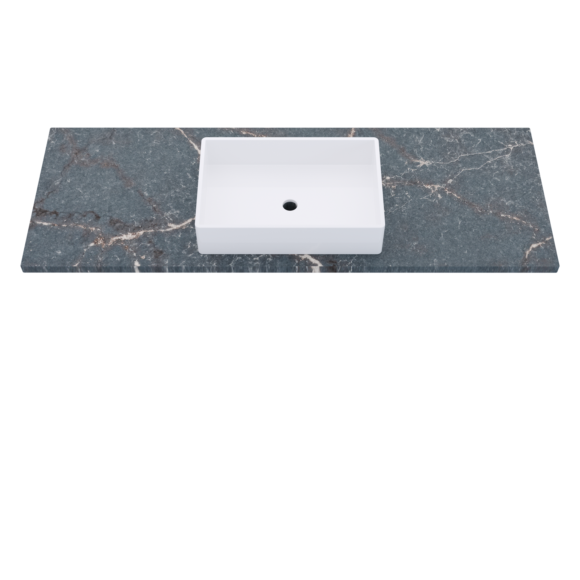 61" Vanderloc Silestone® Quartz Bathroom Vanity Top | Single Vigo Sink | Centered in Parisien Bleu