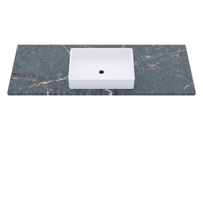 61" Vanderloc Silestone® Quartz Bathroom Vanity Top | Single Vigo Sink | Centered in Parisien Bleu