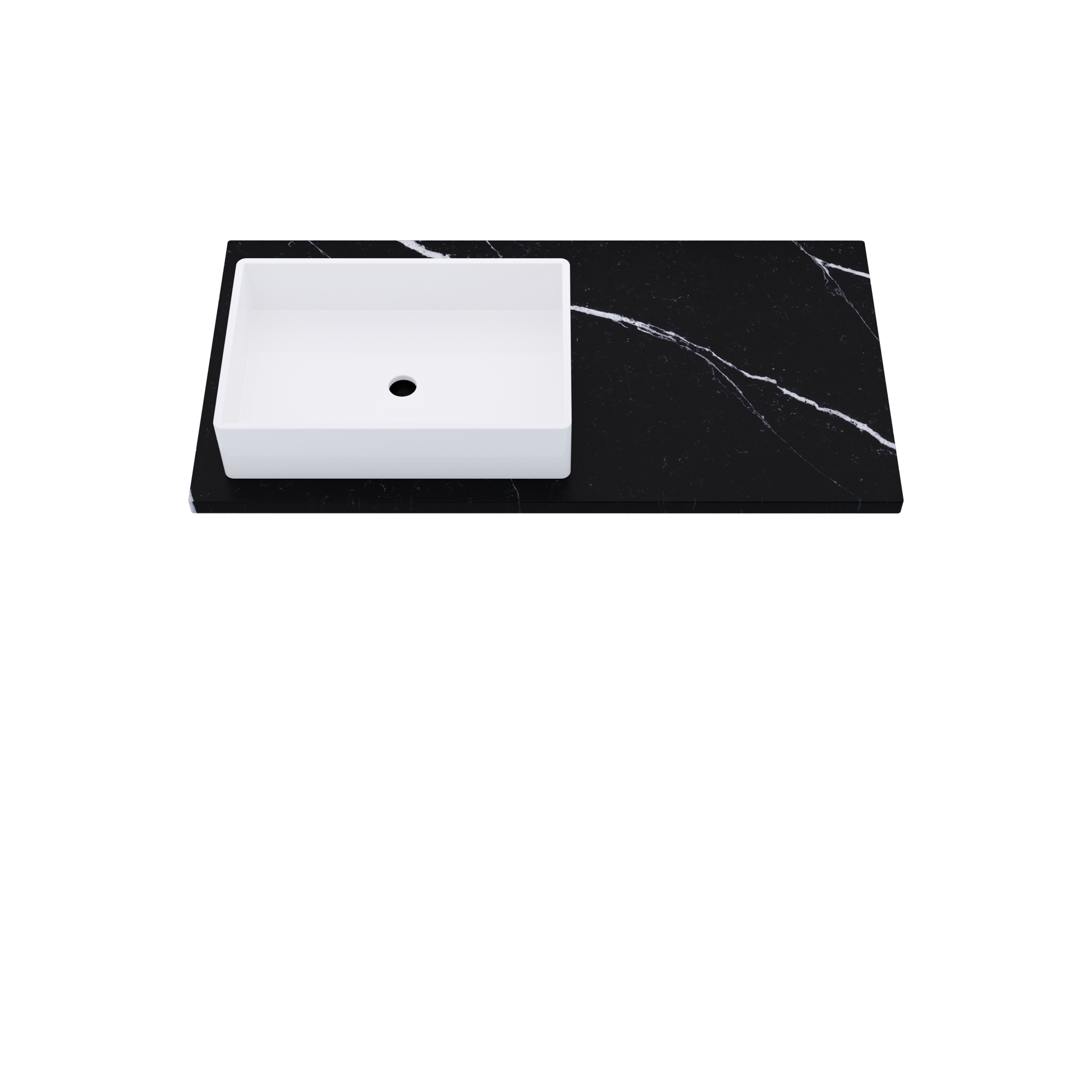 43" Vanderloc Silestone® Quartz Bathroom Vanity Top | Single Rectangle Sink | Offset in Et Marquina