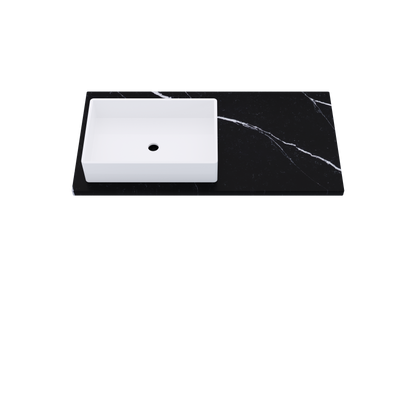 43" Vanderloc Silestone® Quartz Bathroom Vanity Top | Single Rectangle Sink | Offset in Et Marquina