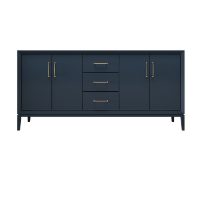Hague Blue / 72" Wide / Satin Gold