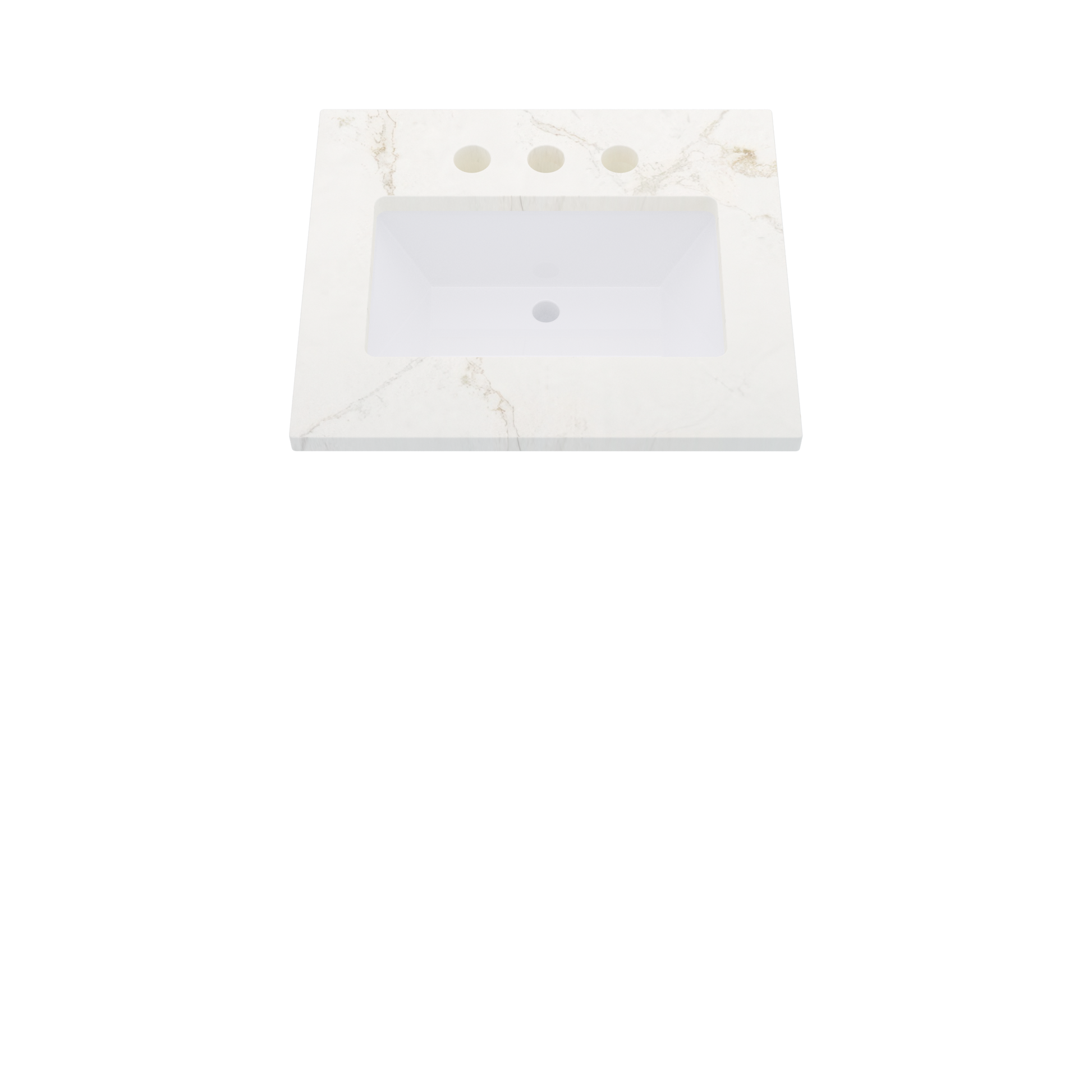 25" Vanderloc Silestone® Quartz Bathroom Vanity Top | Single Rectangle Sink | Centered in Blanc Elysee