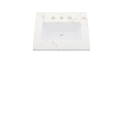 25" Vanderloc Silestone® Quartz Bathroom Vanity Top | Single Rectangle Sink | Centered in Blanc Elysee
