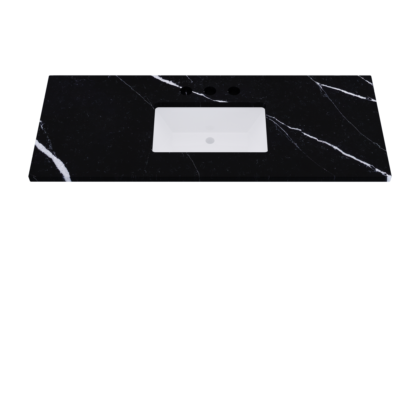 55" Vanderloc Silestone® Quartz Bathroom Vanity Top | Single Rectangle Sink | Centered in Eternal Marquina