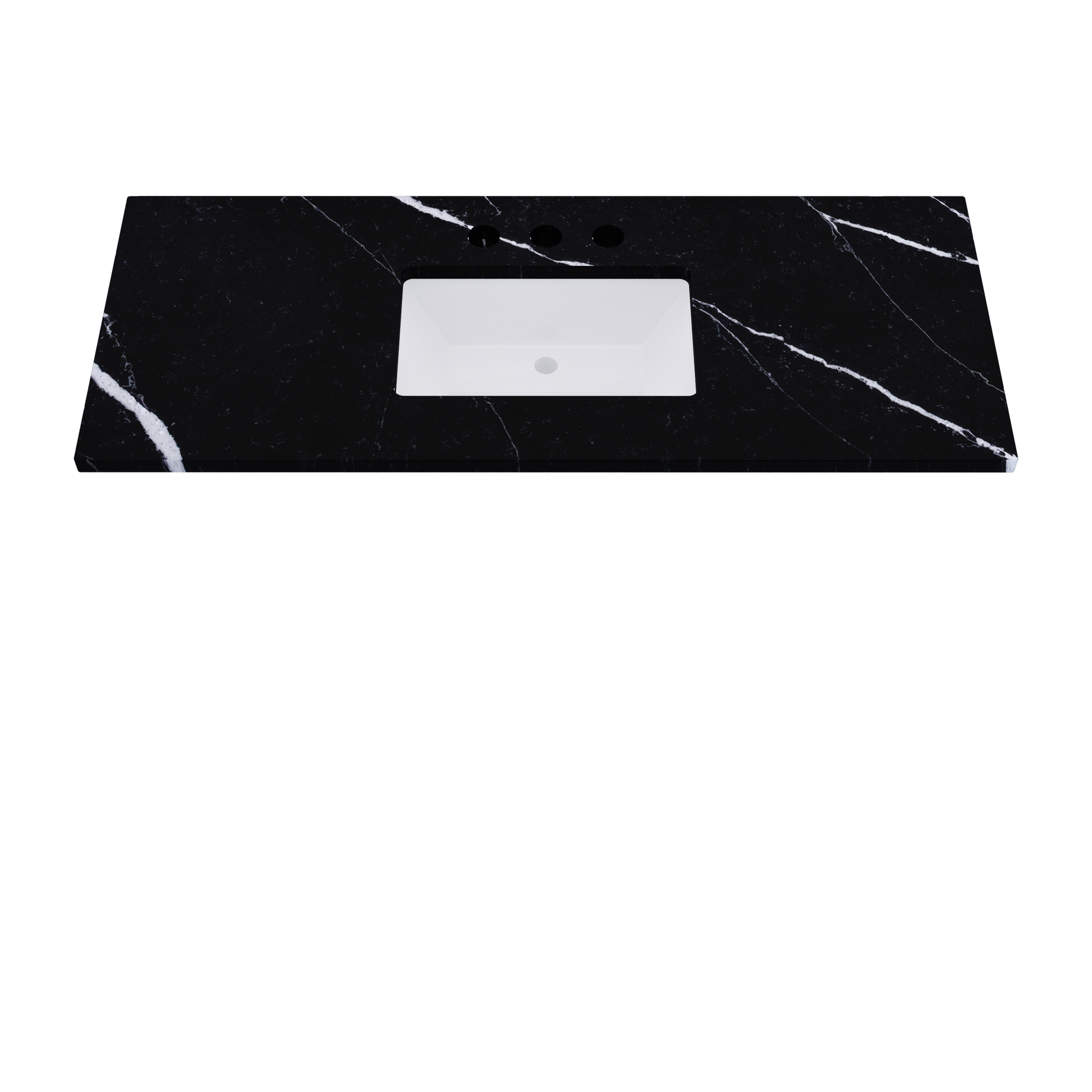 55" Vanderloc Silestone® Quartz Bathroom Vanity Top | Single Rectangle Sink | Centered in Eternal Marquina
