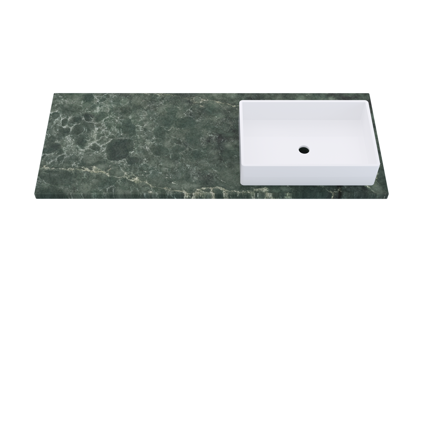 55" Vanderloc Silestone® Quartz Bathroom Vanity Top | Single Vigo Sink | Offset in Jardin Emerald