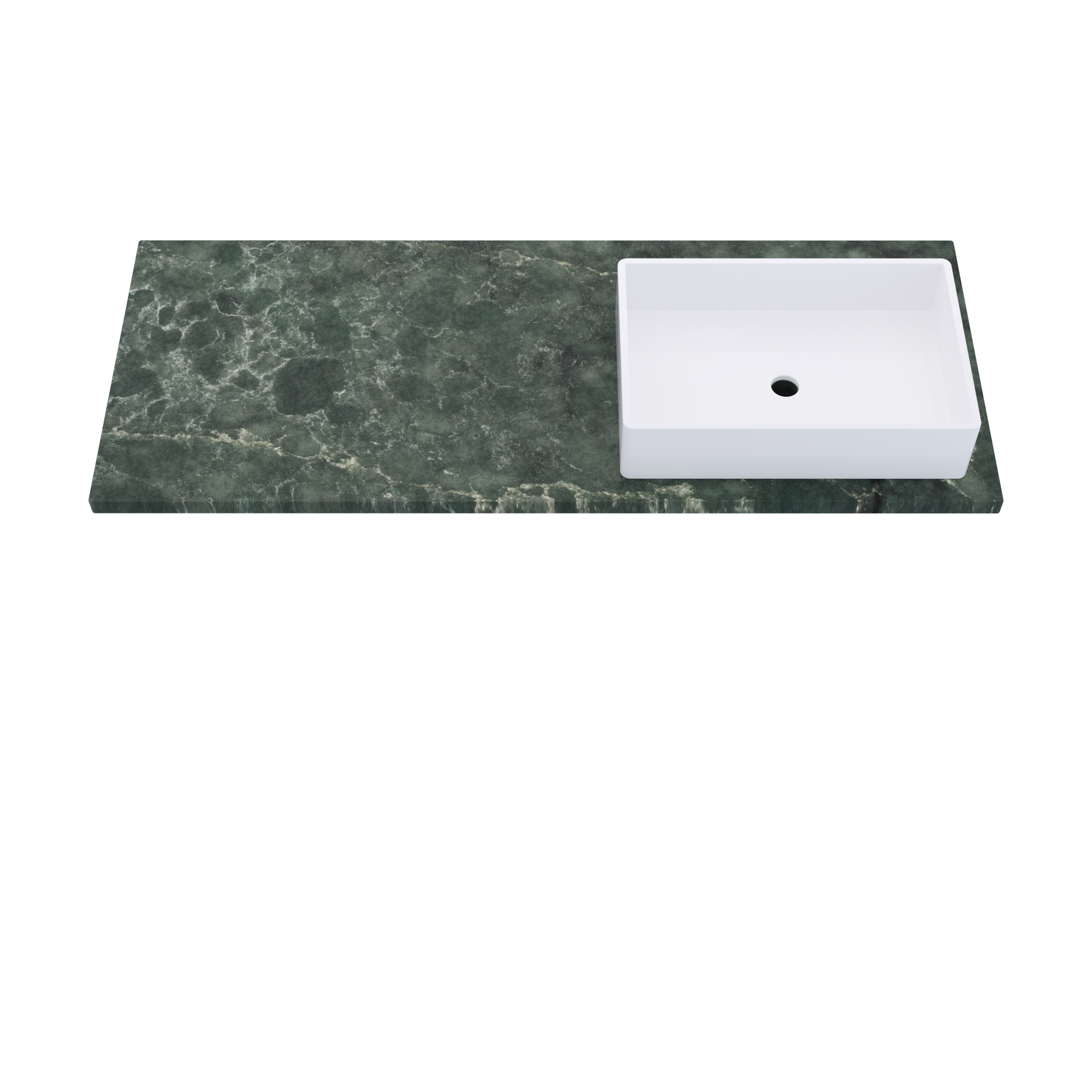 55" Vanderloc Silestone® Quartz Bathroom Vanity Top | Single Vigo Sink | Offset in Jardin Emerald