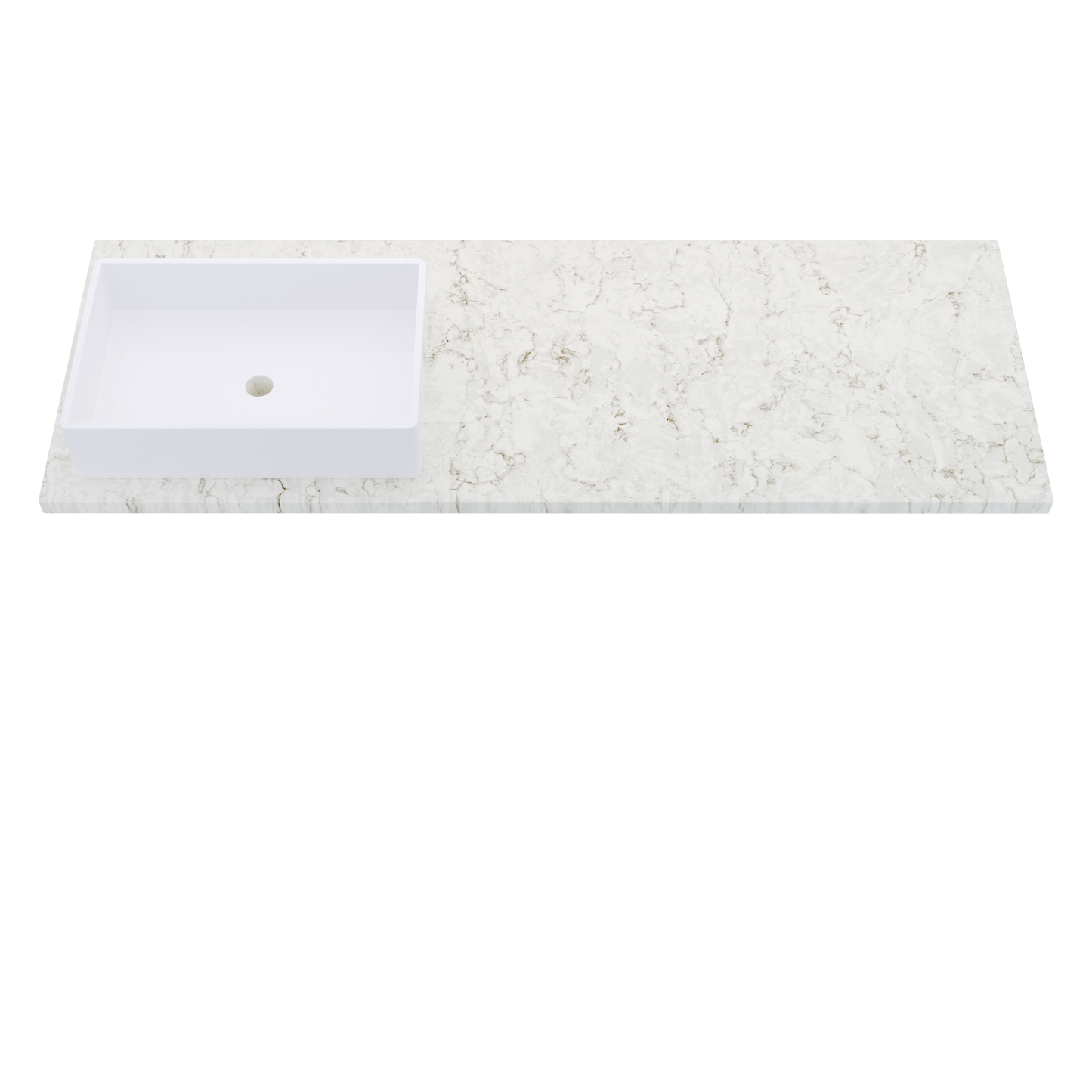 61" Vanderloc Silestone® Quartz Bathroom Vanity Top | Single Rectangle Sink | Offset in Lusso