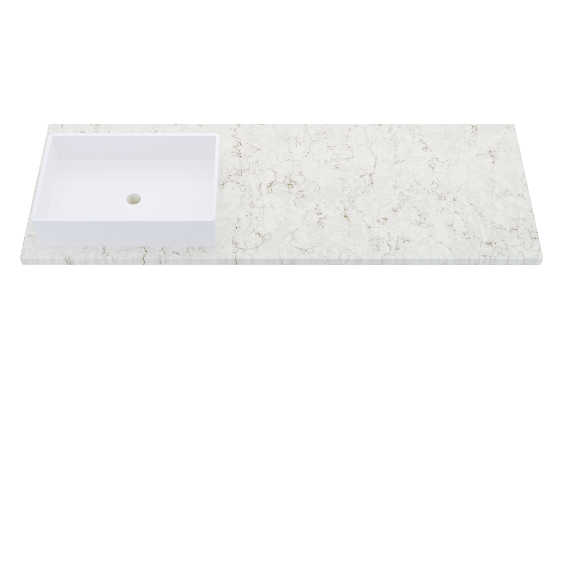 61" Vanderloc Silestone® Quartz Bathroom Vanity Top | Single Rectangle Sink | Offset in Lusso