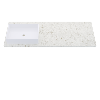 61" Vanderloc Silestone® Quartz Bathroom Vanity Top | Single Rectangle Sink | Offset in Lusso