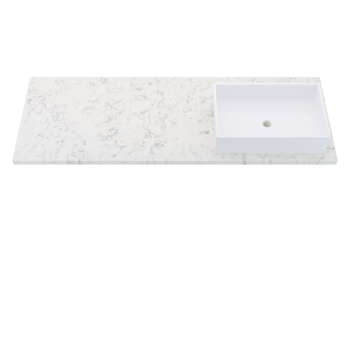 61" Vanderloc Silestone® Quartz Bathroom Vanity Top | Single Vigo Sink | Right Offset in Lyra
