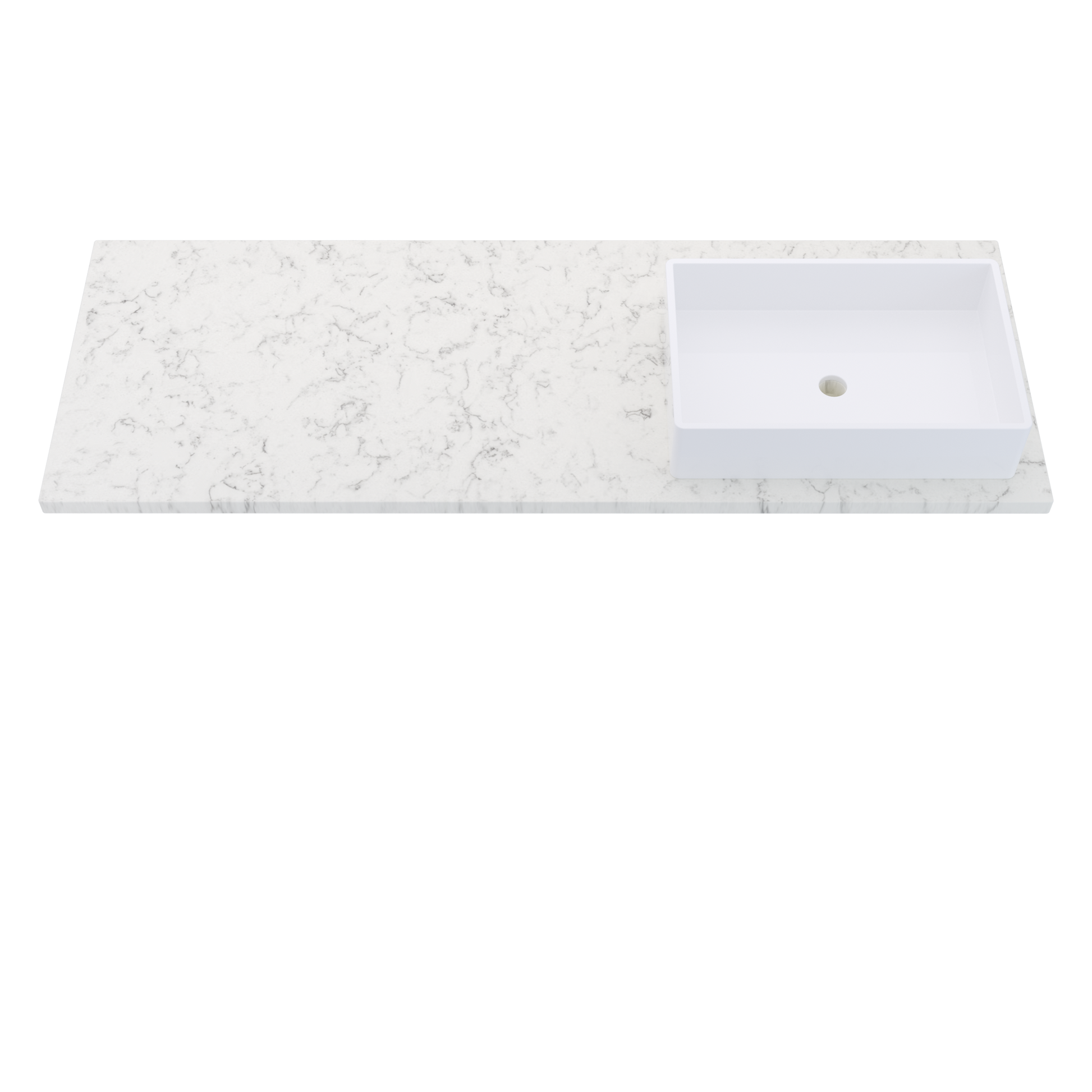 61" Vanderloc Silestone® Quartz Bathroom Vanity Top | Single Vigo Sink | Right Offset in Lyra
