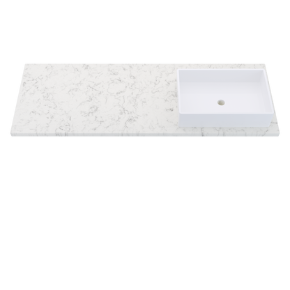 61" Vanderloc Silestone® Quartz Bathroom Vanity Top | Single Vigo Sink | Right Offset in Lyra